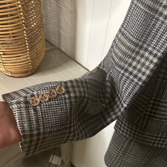 Tommy Hilfiger Gray, Blue and Green Wool Plaid Blazer Jacket sz 42S - Picture 8 of 11